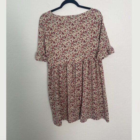 Floral Picnic Flower Chic Girly Coquette Cottage Ruffle Babydoll Boho Hip Dress - Picture 5 of 5